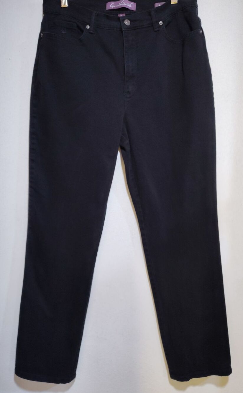Gloria Vanderbilt Amanda Women Black Jeans Size 14 Denim Straight Leg